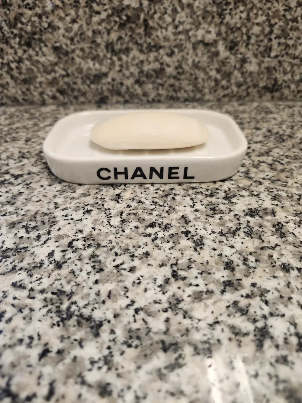 White Ceramic Soap Dish | Glossy Finish Vanity Piece - Picture 4 of 5